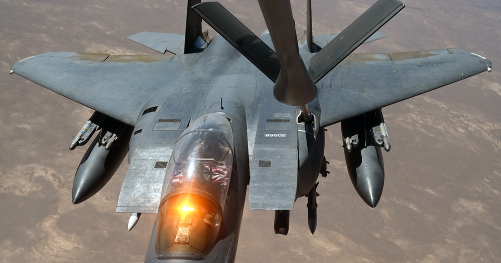 U.S. Air Force F-15E Strike Eagles Conduct Combat Patrols in the Central Command AOR