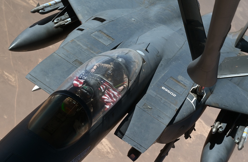 U.S. Air Force F-15E Strike Eagles Conduct Combat Patrols in the Central Command AOR