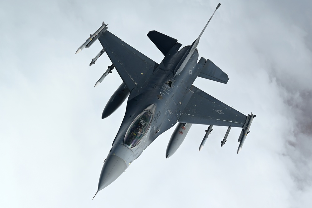 U.S. F-16 Fighting Falcons conduct operations in the CENTCOM AOR