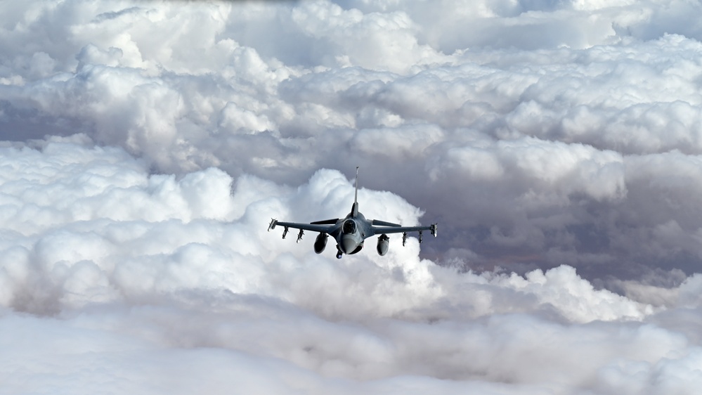 U.S. F-16 Fighting Falcons conduct operations in the CENTCOM AOR