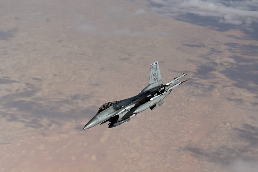 U.S. F-16 Fighting Falcons conduct operations in the CENTCOM AOR