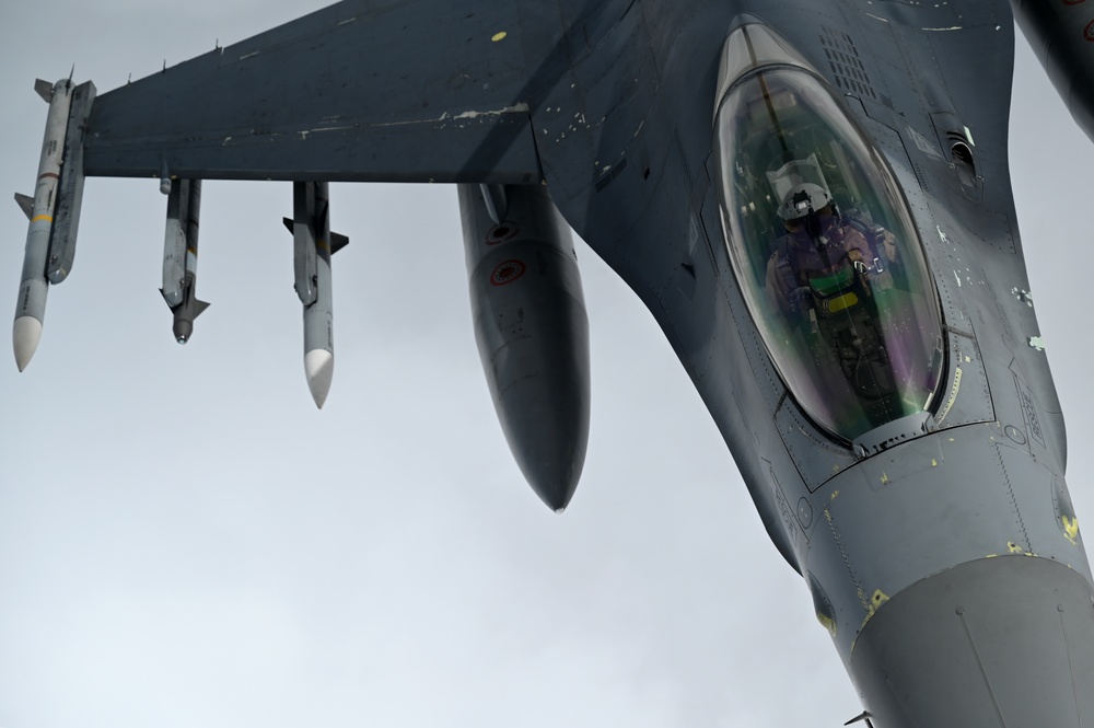 U.S. F-16 Fighting Falcons conduct operations in the CENTCOM AOR