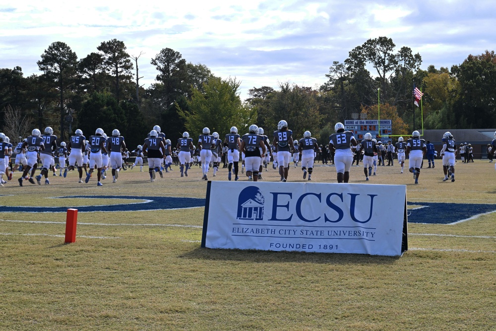 Coast Guard Fifth District Commander conducts coin toss at Elizabeth City State University football game