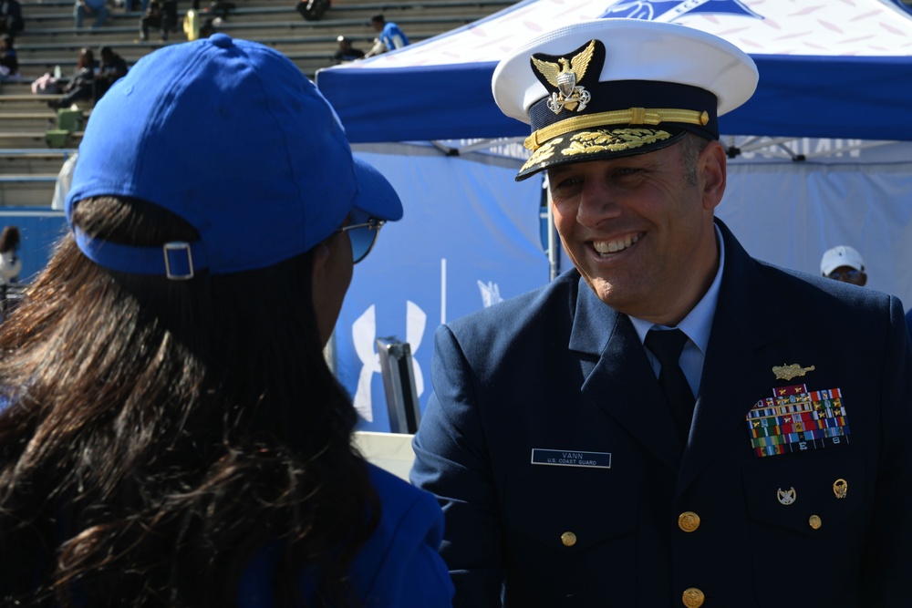 Coast Guard Fifth District Commander conducts coin toss at Elizabeth City State University football game