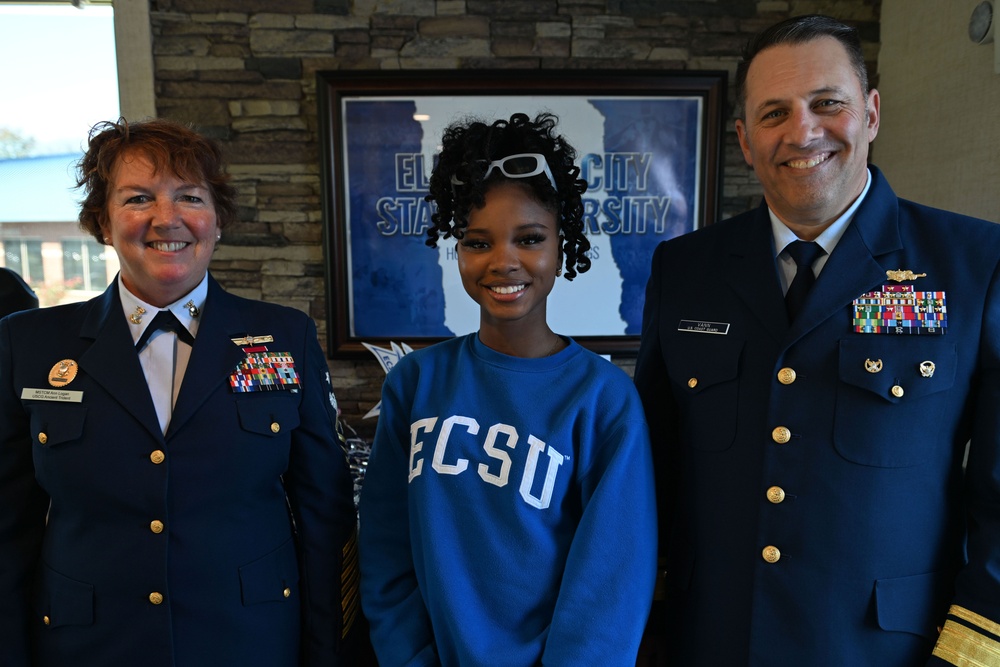 Coast Guard Fifth District Commander conducts coin toss at Elizabeth City State University football game