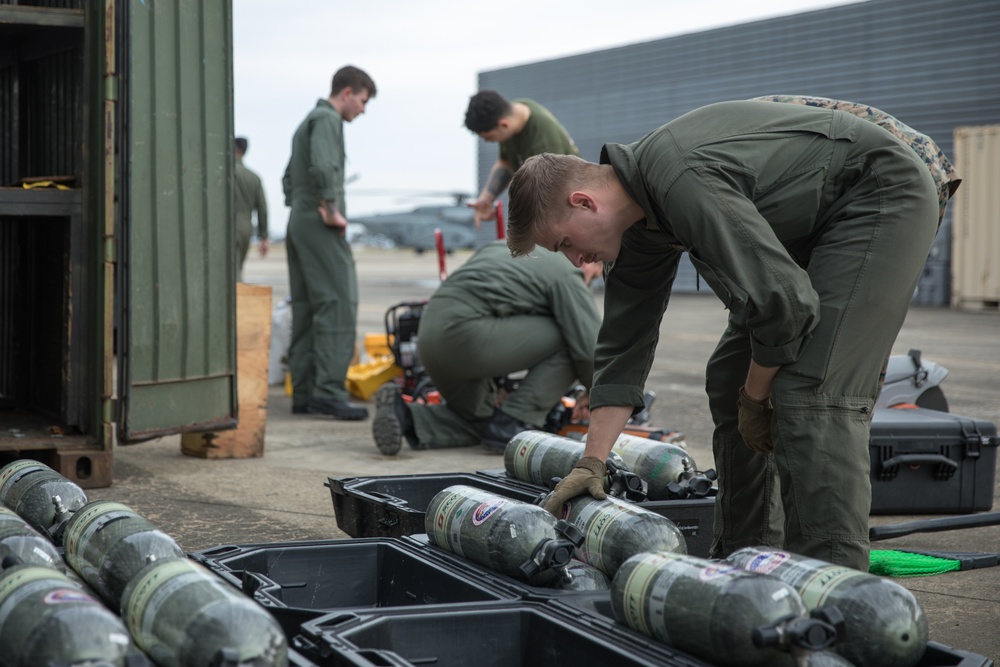 U.S. Marines check emergency gear for Exercise Freedom Flag