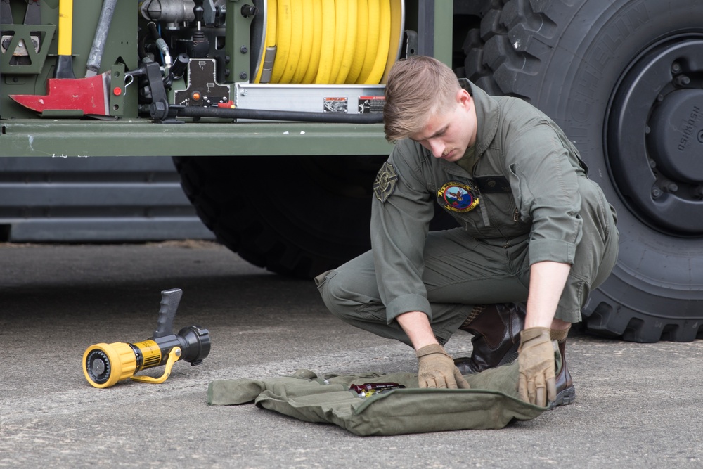 U.S. Marines check emergency gear for Exercise Freedom Flag