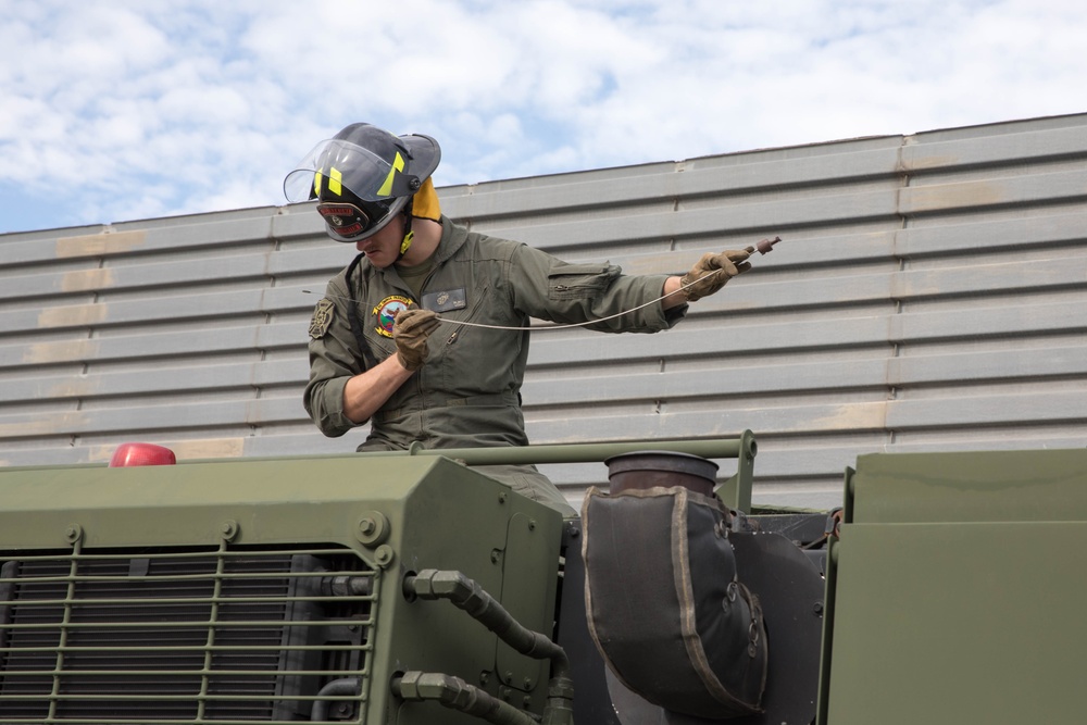 U.S. Marines check emergency gear for Exercise Freedom Flag