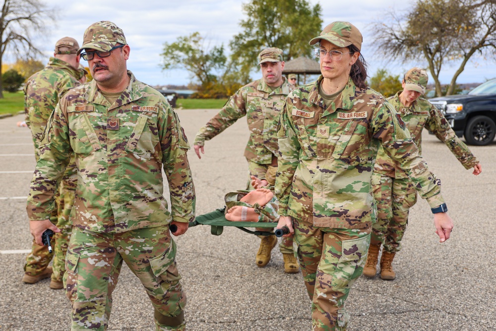 Medics practice tactical combat casual care