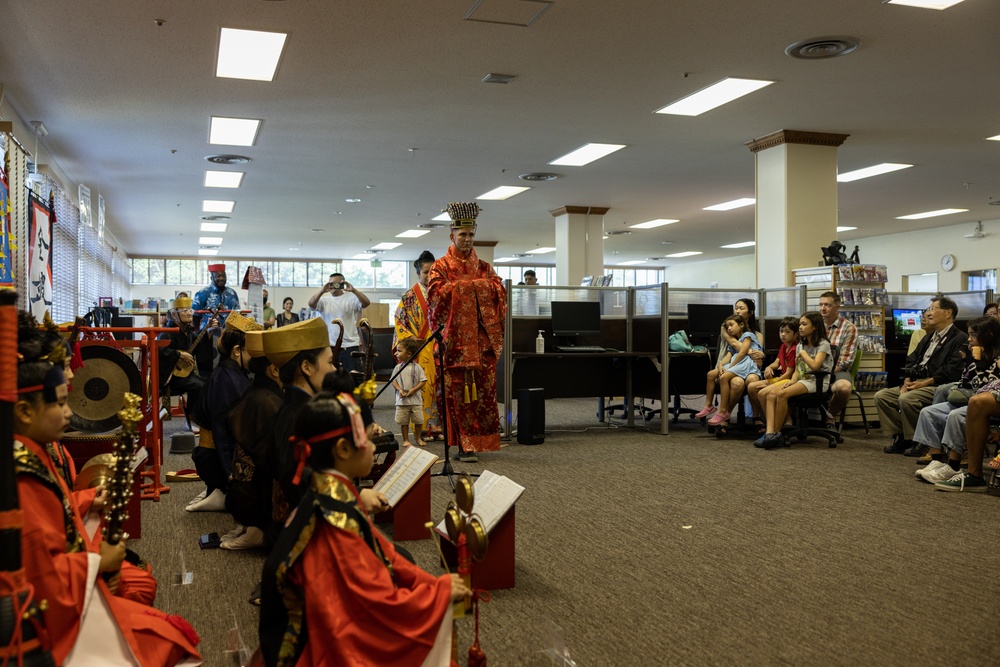 Shuri Castle Uzagaku Rojigaku Performance Group Plays for Service Members and Their Families on Camp Courtney