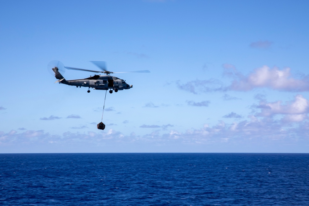 USS Ralph Johnson Conducts Vertical Replenishment