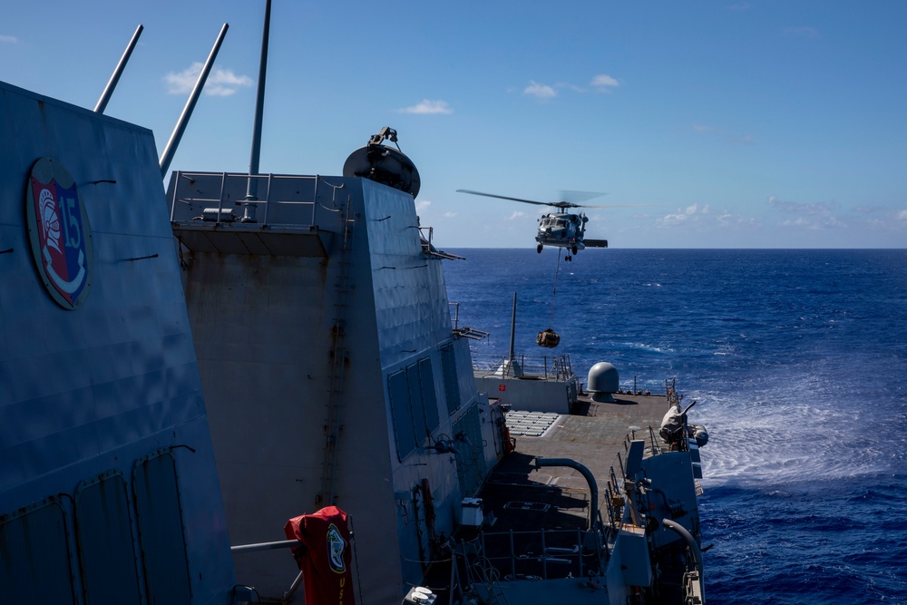 USS Ralph Johnson Conducts Vertical Replenishment