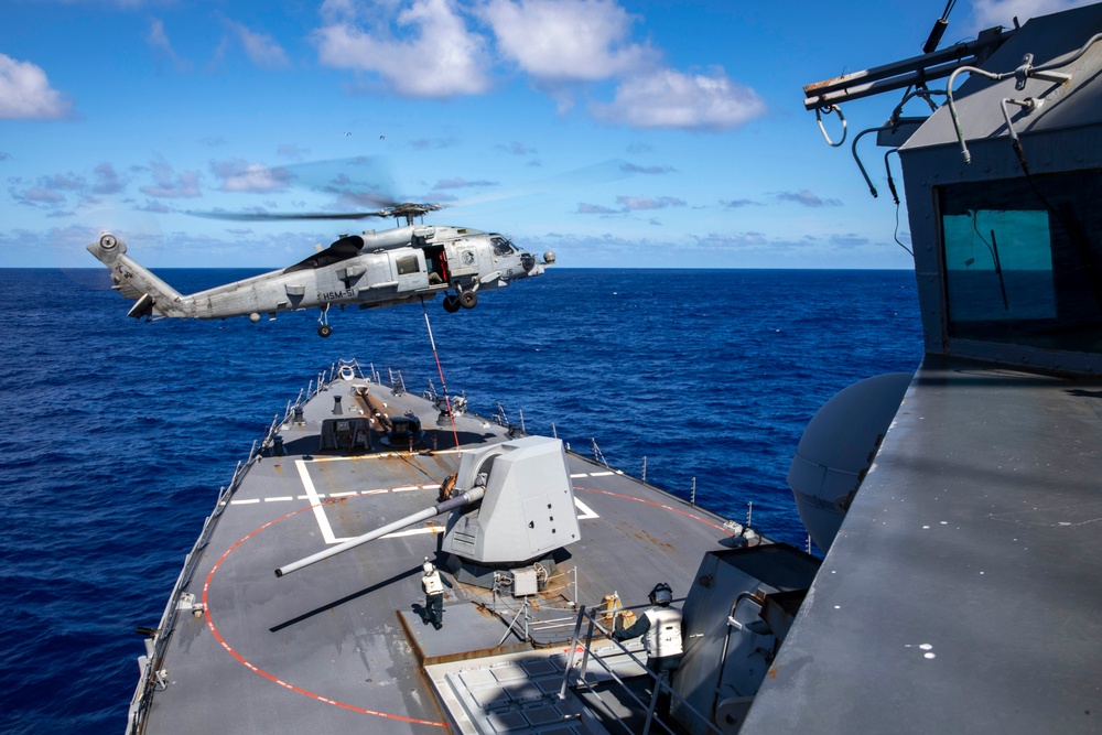 USS Ralph Johnson Conducts Vertical Replenishment