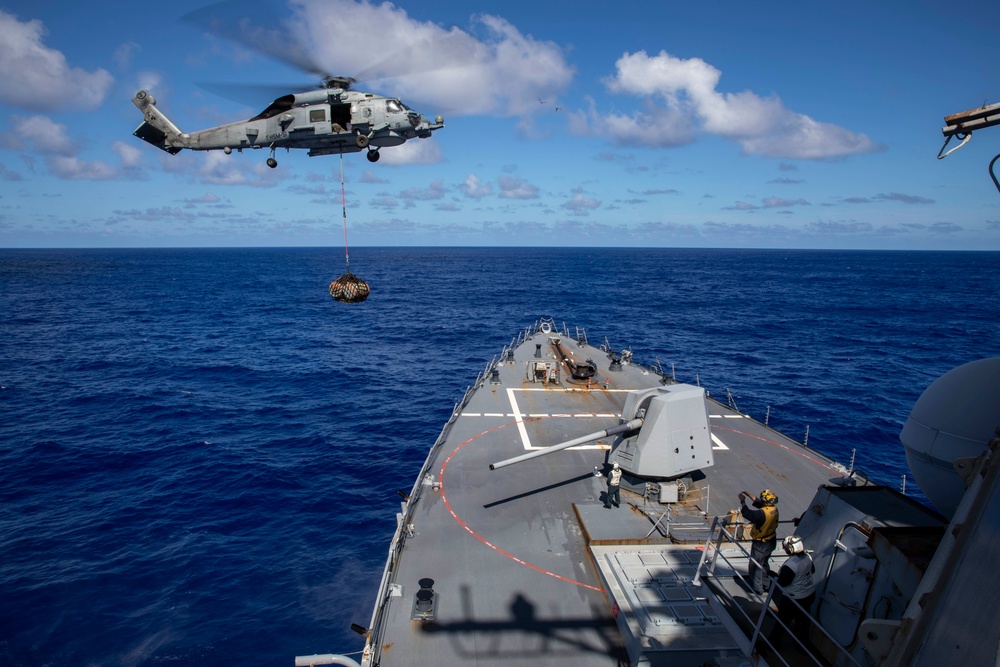 USS Ralph Johnson Conducts Vertical Replenishment