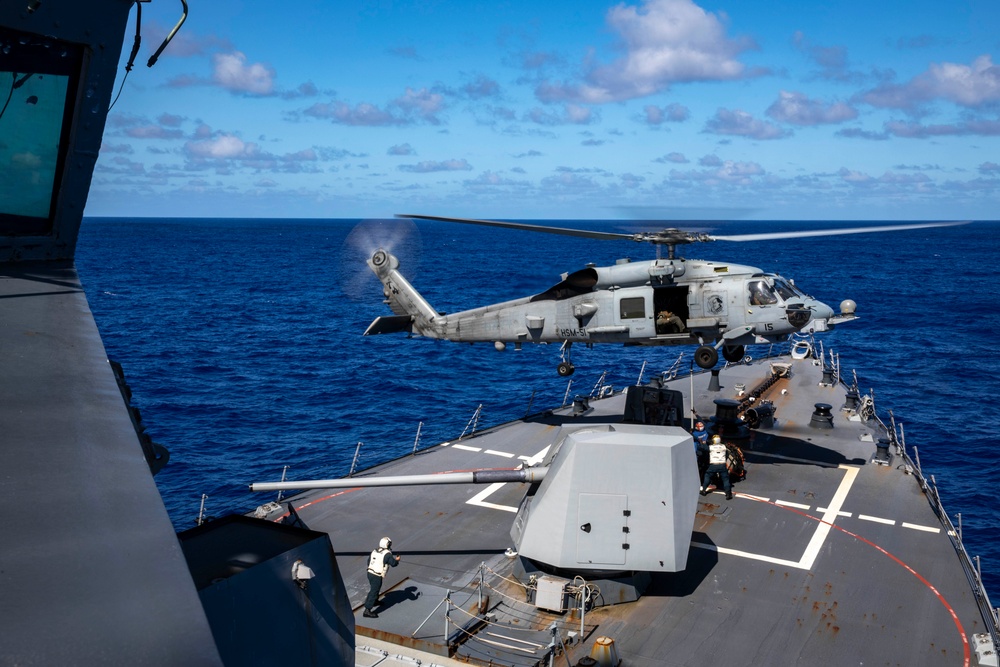 USS Ralph Johnson Conducts Vertical Replenishment