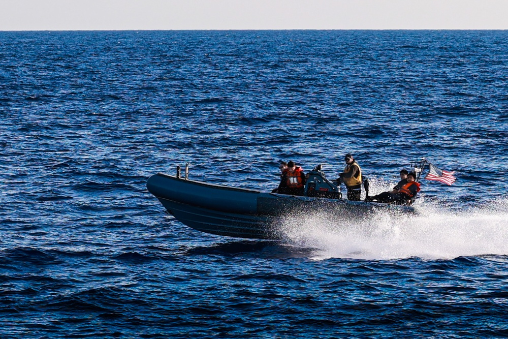 The USS Bulkeley conducts Boat Operations and PAX Transfer