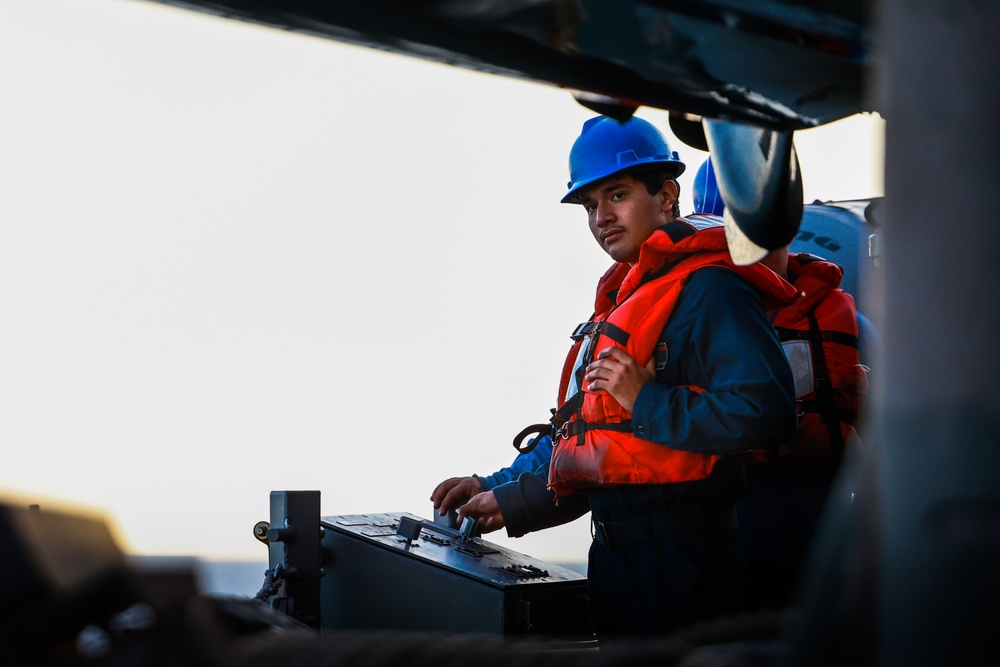 The USS Bulkeley conducts Boat Operations and PAX Transfer