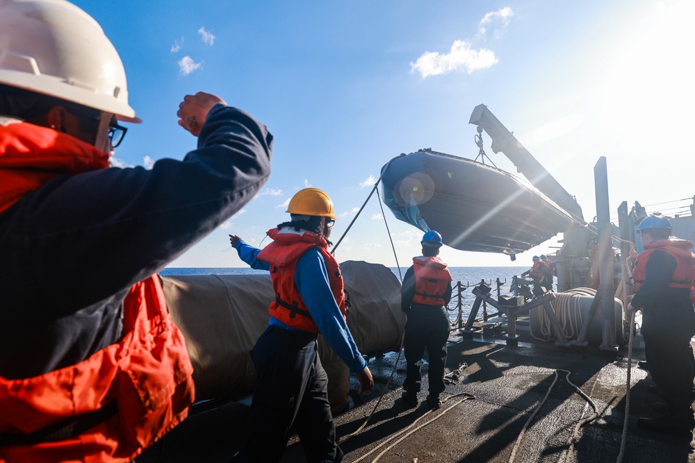 The USS Bulkeley conducts Boat Operations and PAX Transfer