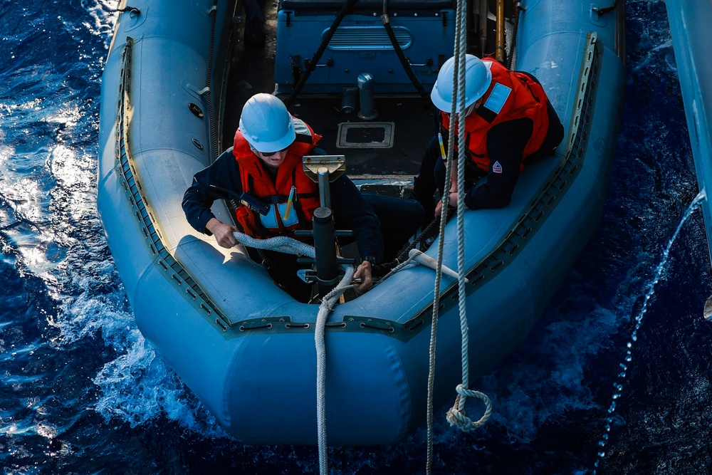 The USS Bulkeley conducts Boat Operations and PAX Transfer