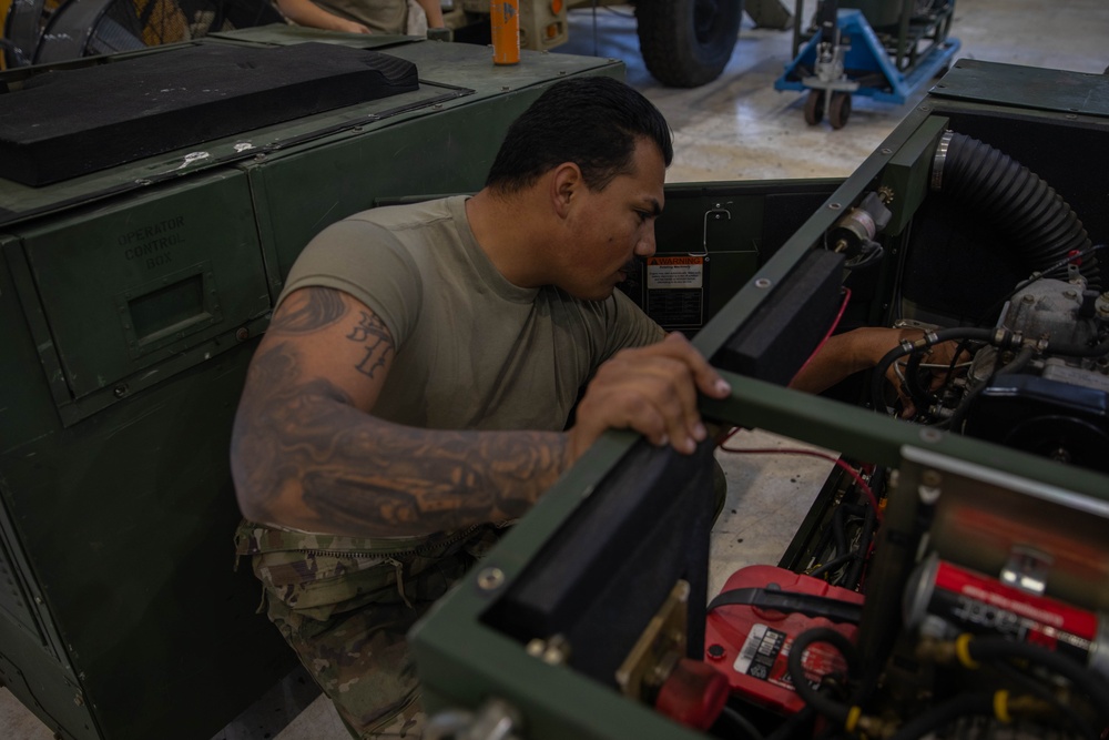 Mechanic Works on Air Conditioner