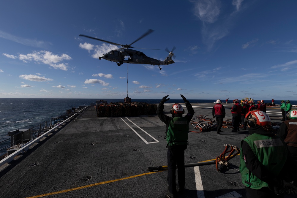 USS Gerald R. Ford Conducts Replenishment at Sea