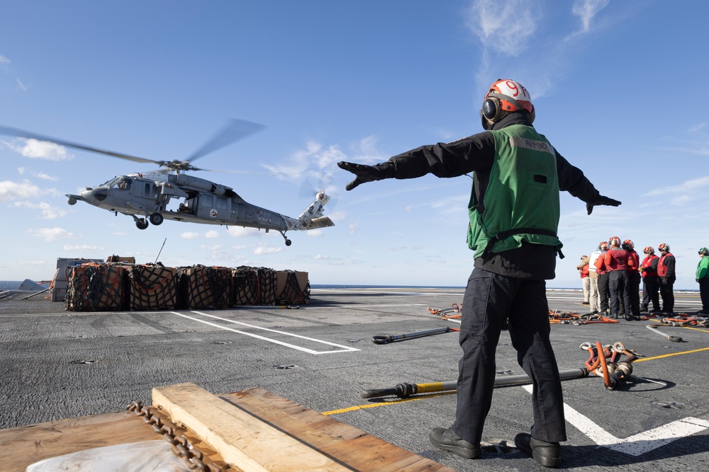 USS Gerald R. Ford Conducts Replenishment at Sea