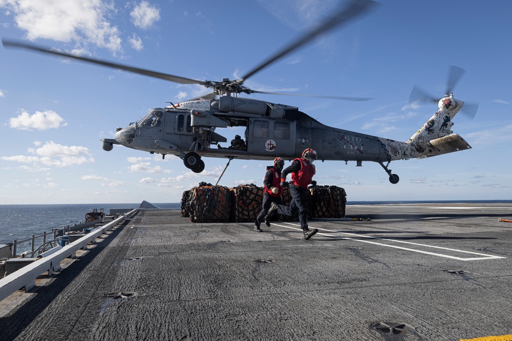 USS Gerald R. Ford Conducts Replenishment at Sea