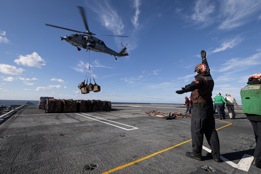 USS Gerald R. Ford Conducts Replenishment at Sea