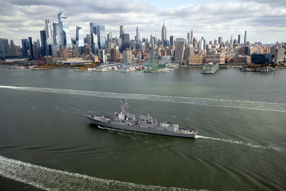 USS John Basilone Arrives for Commissioning In NYC