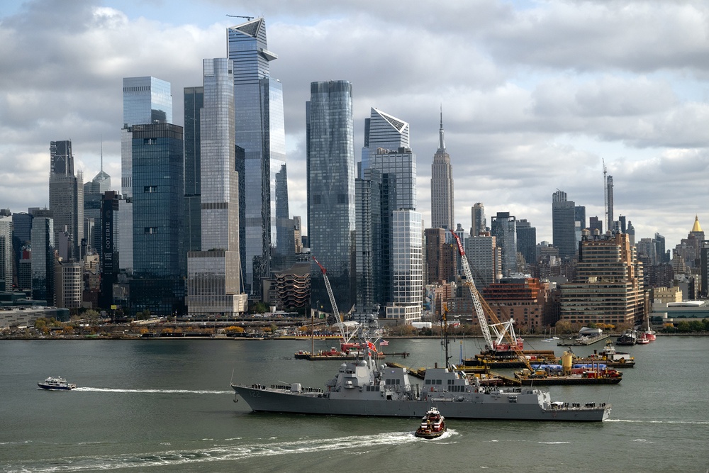 USS John Basilone Arrives for Commissioning In NYC