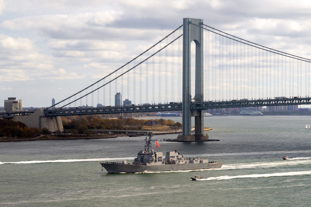 USS John Basilone Arrives for Commissioning In NYC