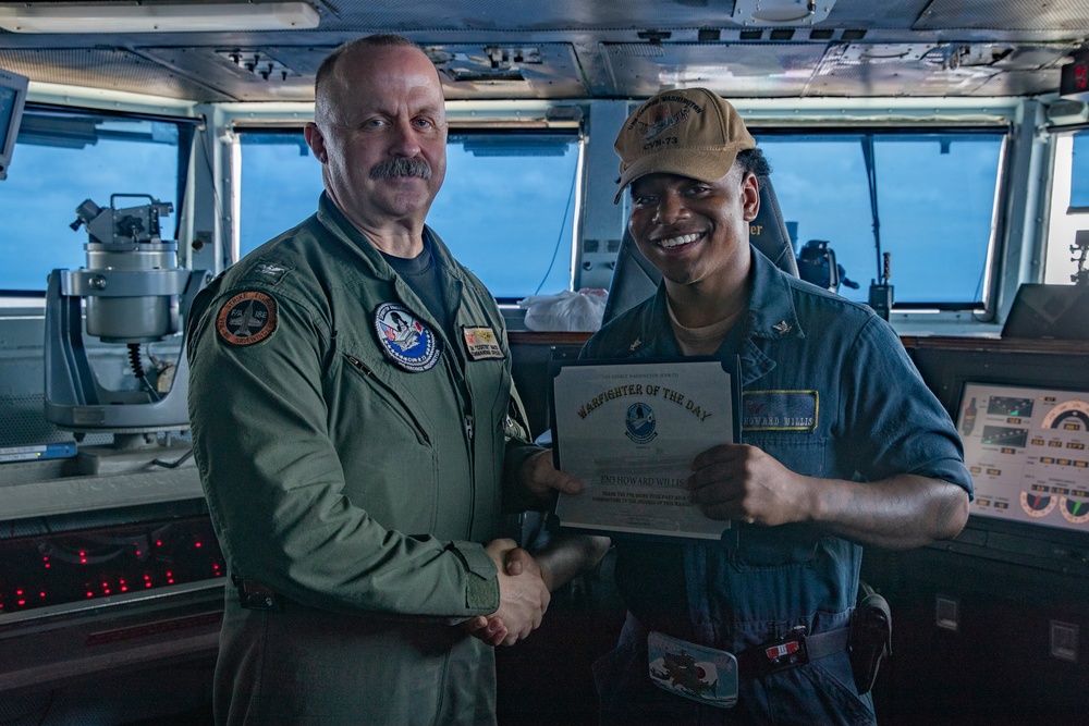 USS George Washington awards Warfighter of the Day: EN3 Howard Willis