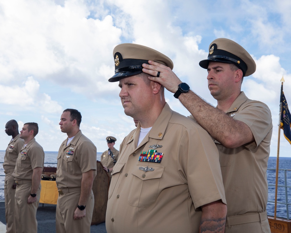 Emory S. Land Conducts Chief Petty Officer Pinning Ceremony At Sea