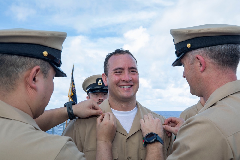 Emory S. Land Conducts Chief Petty Officer Pinning Ceremony At Sea