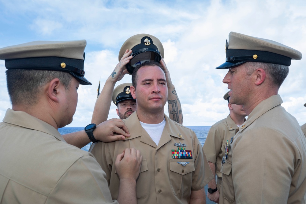 Emory S. Land Conducts Chief Petty Officer Pinning Ceremony At Sea