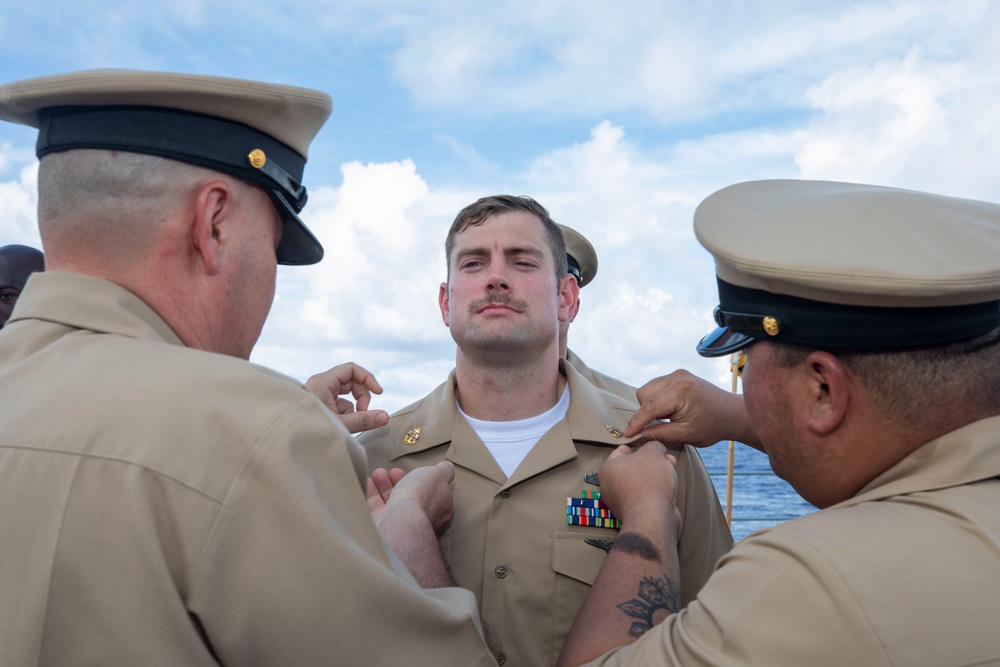 Emory S. Land Conducts Chief Petty Officer Pinning Ceremony At Sea