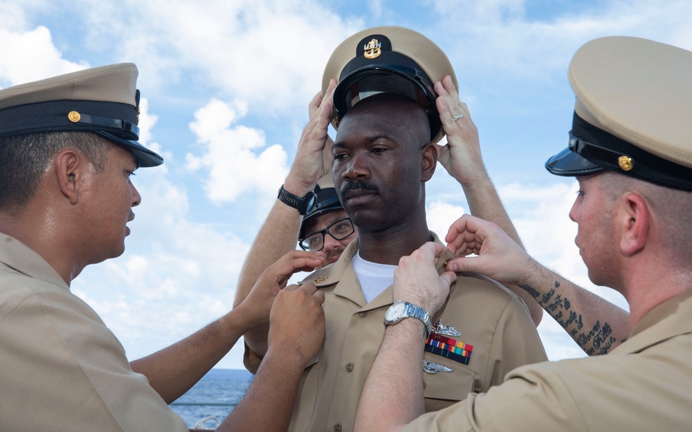 Emory S. Land Conducts Chief Petty Officer Pinning Ceremony At Sea