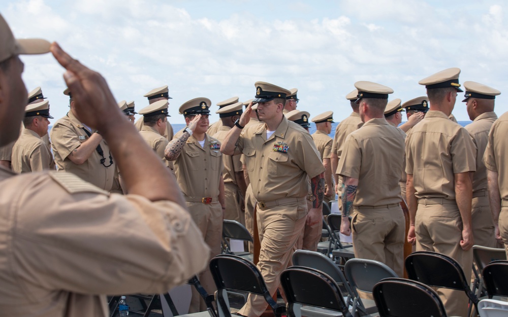 Emory S. Land Conducts Chief Petty Officer Pinning Ceremony At Sea