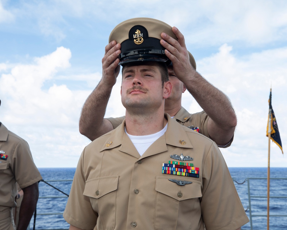 Emory S. Land Conducts Chief Petty Officer Pinning Ceremony At Sea