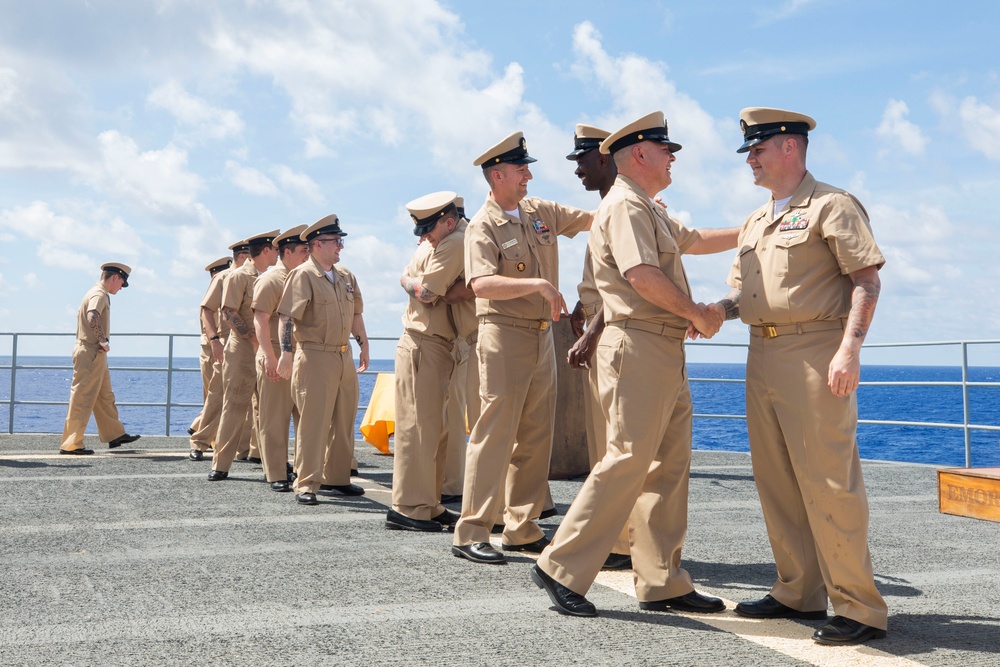 Emory S. Land Conducts Chief Petty Officer Pinning Ceremony At Sea