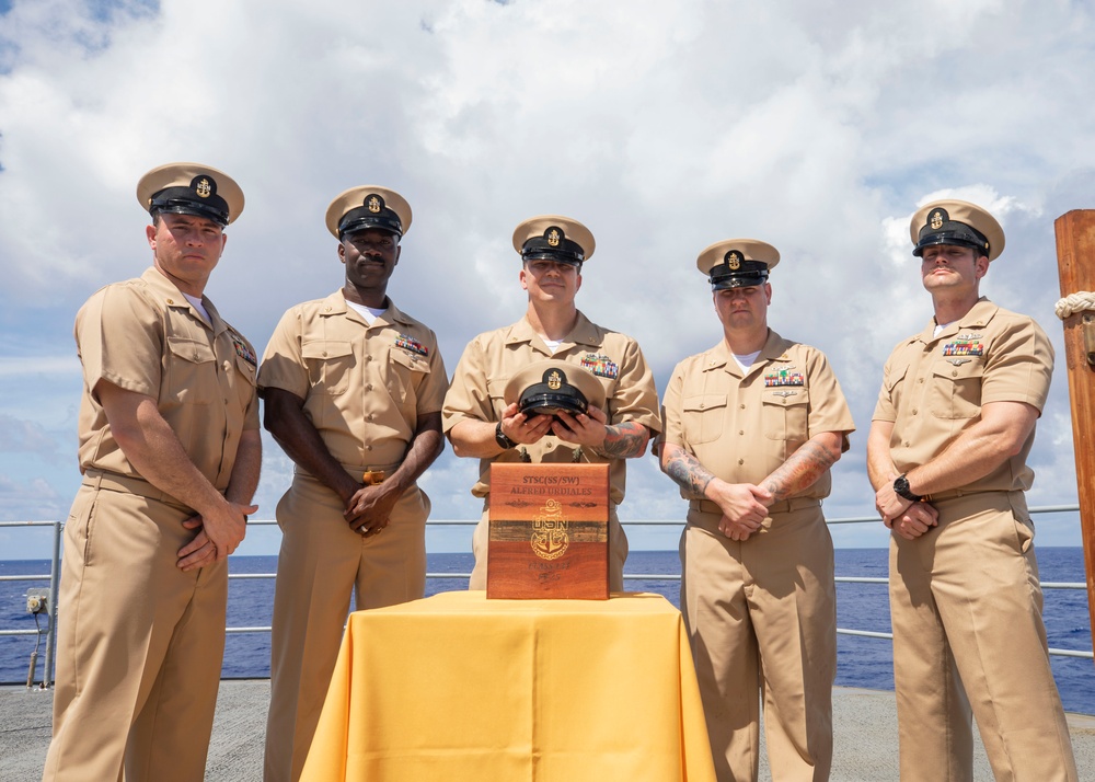 Emory S. Land Conducts Chief Petty Officer Pinning Ceremony At Sea