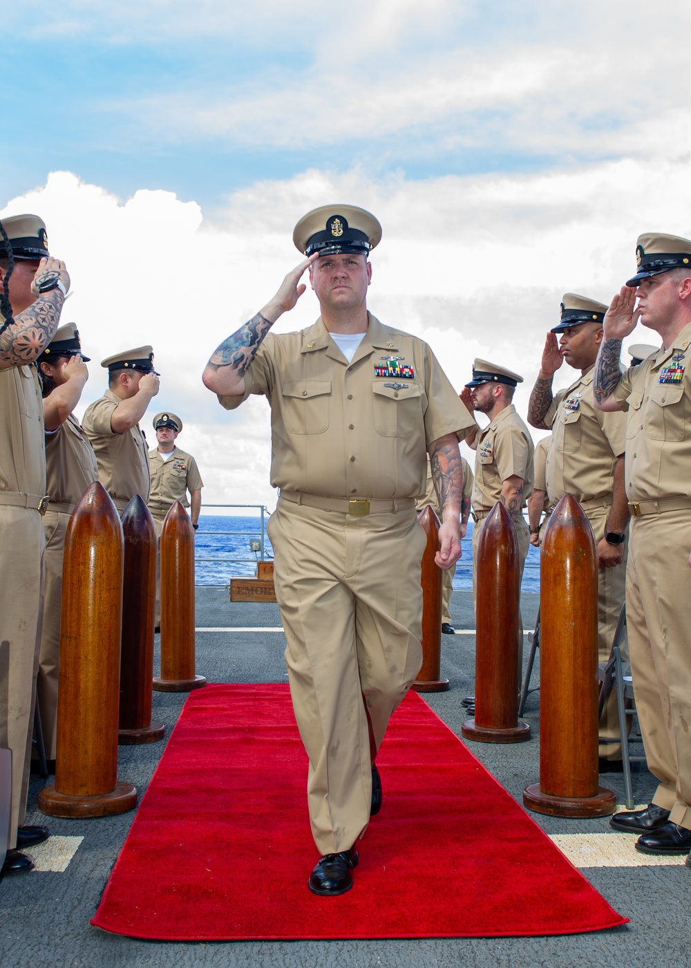 Emory S. Land Conducts Chief Petty Officer Pinning Ceremony At Sea