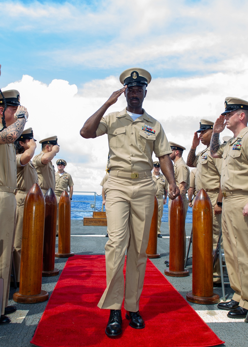 Emory S. Land Conducts Chief Petty Officer Pinning Ceremony At Sea