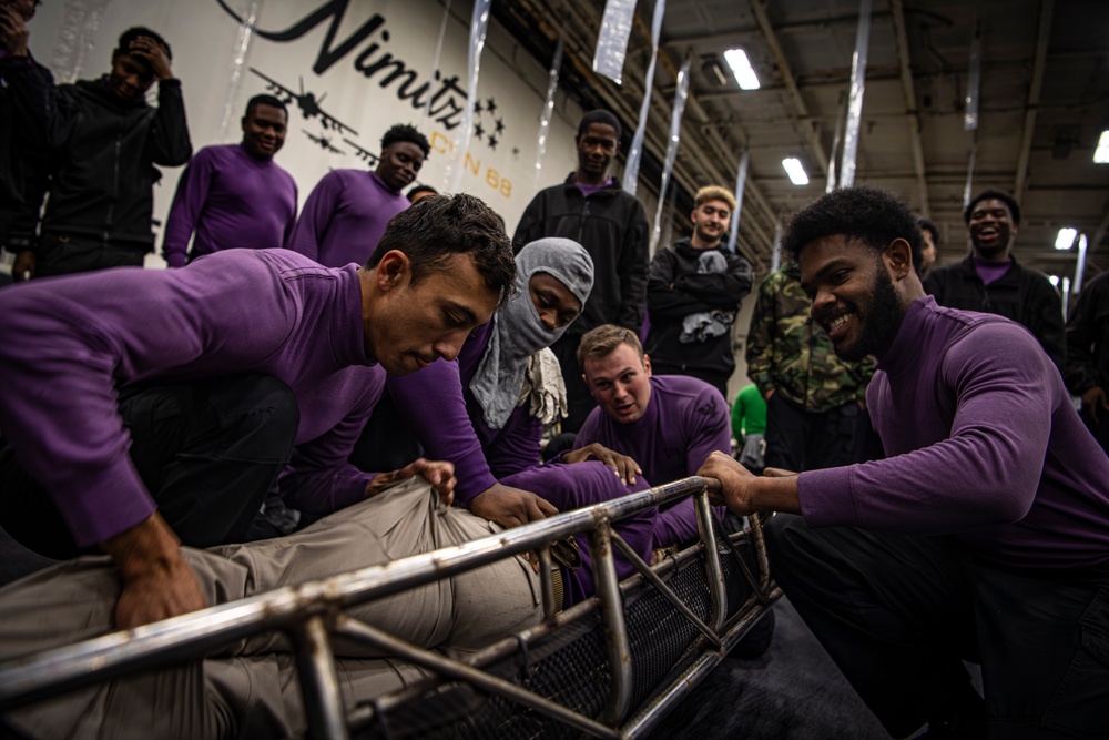 Nimitz Sailors Participate in a General Quarters Drill