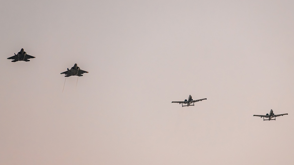 A-10Cs &amp; F-22s fly in formation