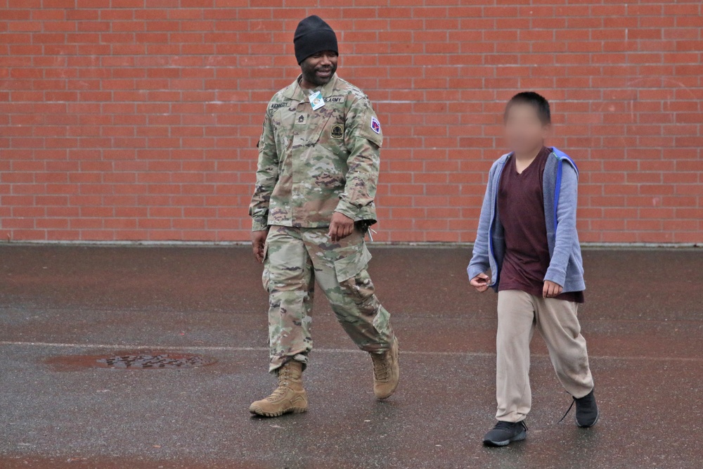 593d ESC Unit Ministry Team Joins Thompson Elementary Students for Dia De Los Muertos Lunch