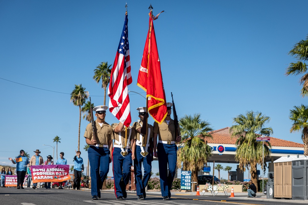 MCAGCC Marines march in Twentynine Palms’ 88th annual Pioneer Days Parade