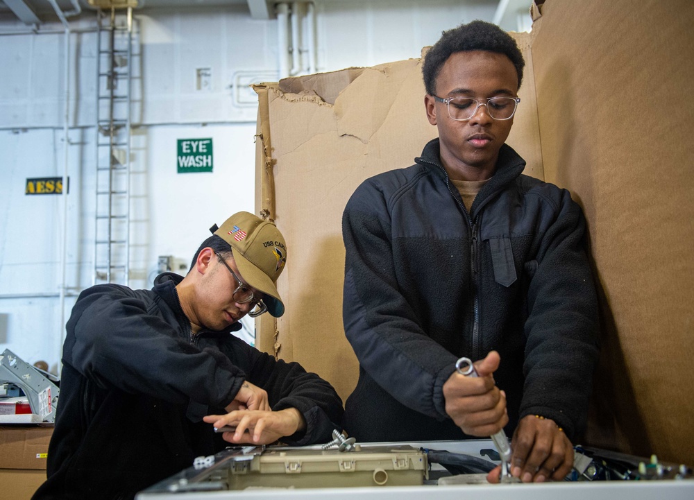 USS Carl Vinson (CVN 70) Sailors Prepare to Replace Washers and Dryers