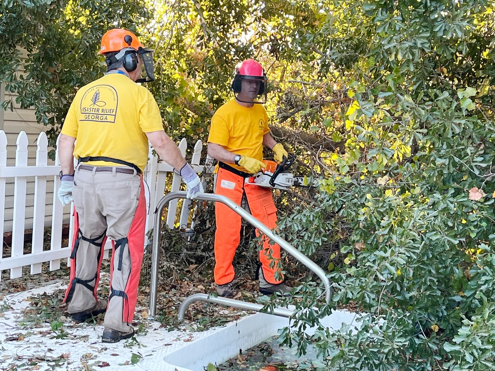 Southern Baptist Convention Georgia Disaster Relief Volunteers Assist Homeowners Whose Homes were Damaged During Hurricane Helene