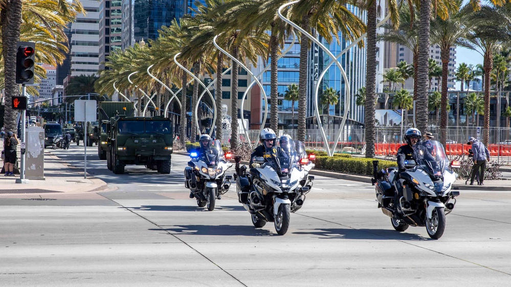 San Diego Police Department Escorts Marine Corps Equipment Downtown for Fleet Week San Diego